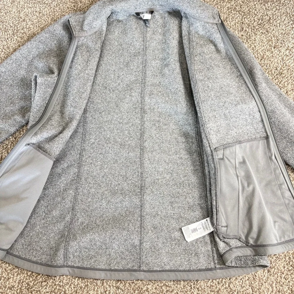 Athleta Stroll Fleece Full Zip‎ Jacket Heathered Grey XL Mock Neck Activewear